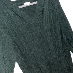 Green cable knit hooded sweater